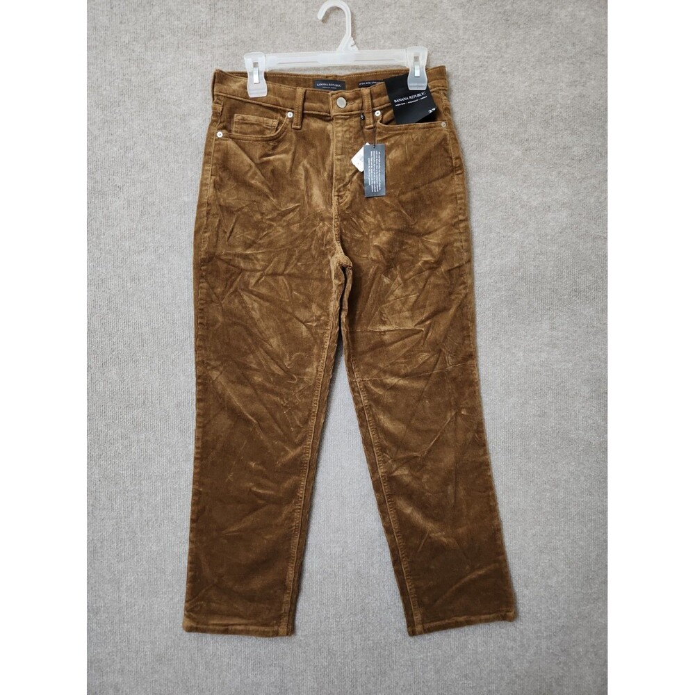 Banana Republic Straight Corduroy Ankle Pants Womens 29 Brown High Rise NEW
